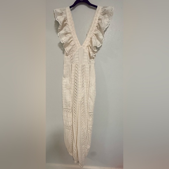 Free People Mikayla Jumpsuit In ivory Size Small One Piece Embroidered - Picture 5 of 7